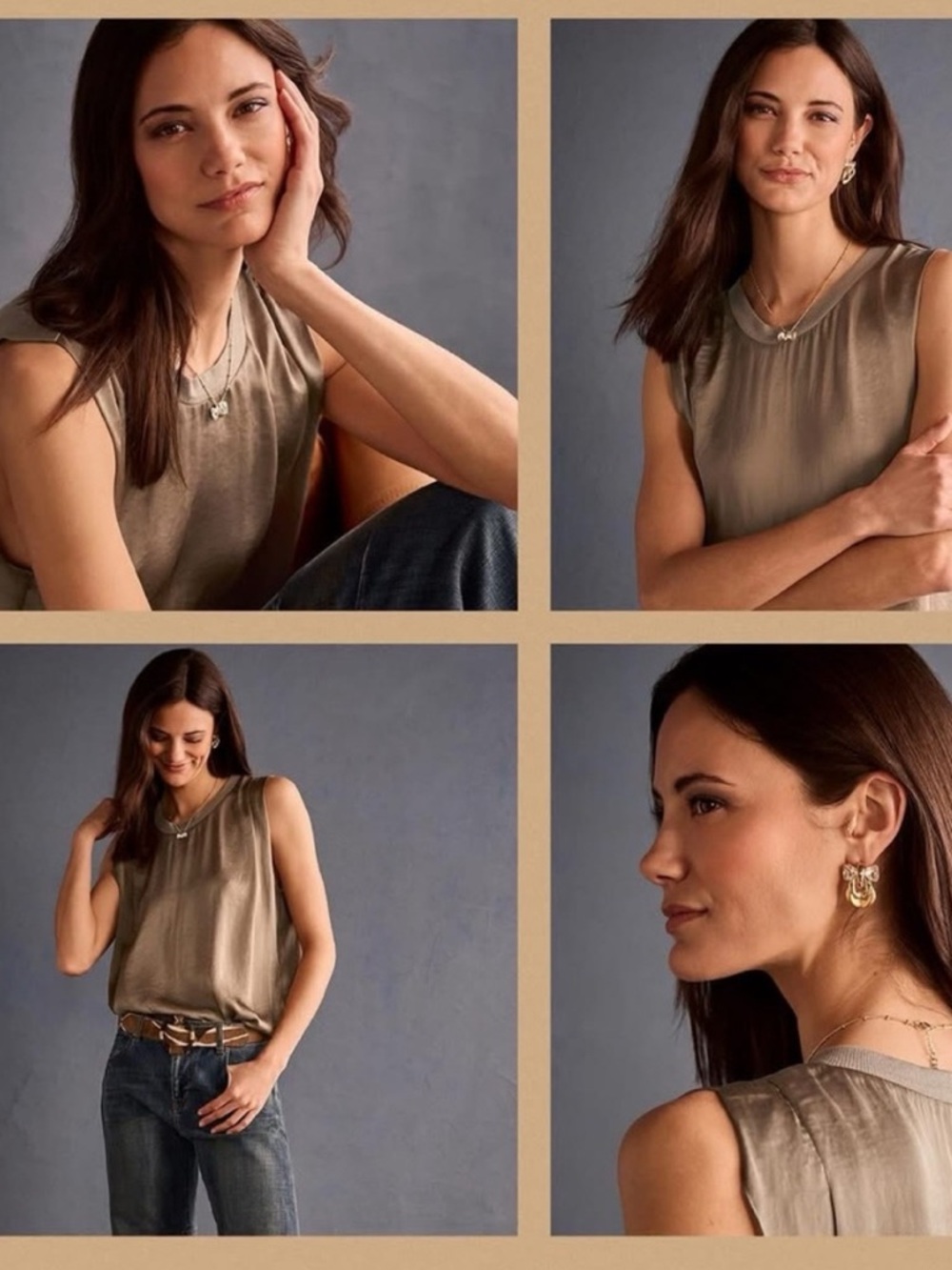 CAbi Taupe Sleeveless Shell Top Style Number 4935